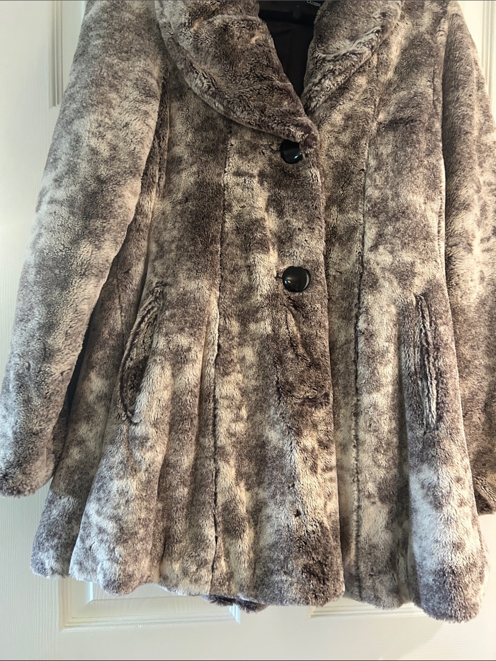 Plush Brown & Cream Teddy Coat - Soft Button-Front Women’s Jacket